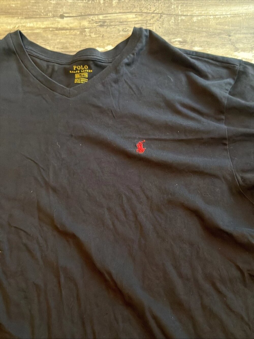 POLO RALPH LAUREN V-Neck T-shirt Black Pony Red Short Sleeve Men’s XXL - Picture 2 of 6